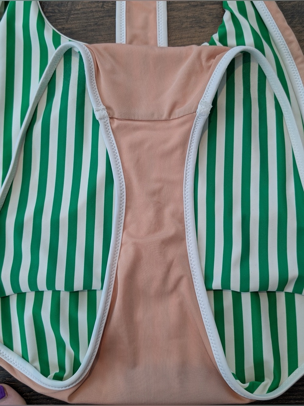 J. Crew Racerback One-piece Swimsuit in Stripe Kelly Green Size 6 - Picture 7 of 13